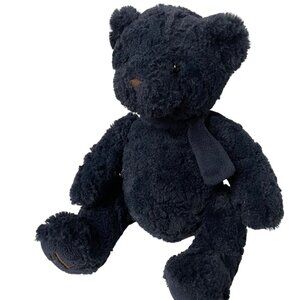 Blue Plush Teddy Bear‎ With Scarf Black Polyester Faux Fur Embroidered Paws Kids